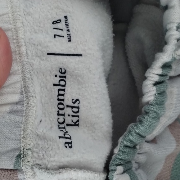 Abercrombie kids jogger sweatpants size 7 8 green gray camo unisex drawstring - Picture 6 of 7